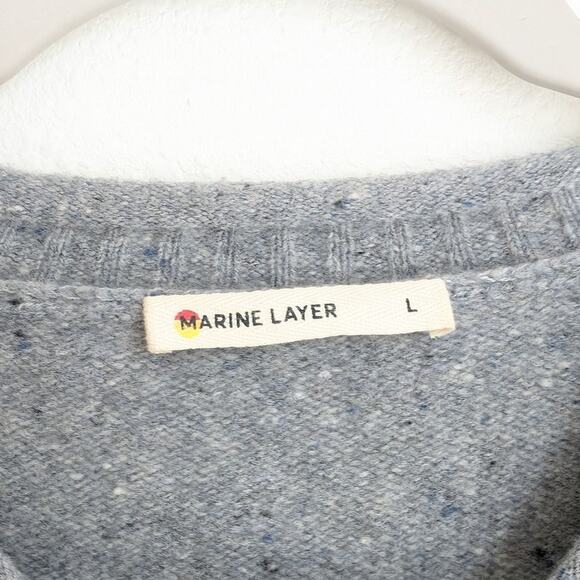 Marine Layer Gray Merino Wool Crew Long Sleeve Sweater, size L - Picture 3 of 7
